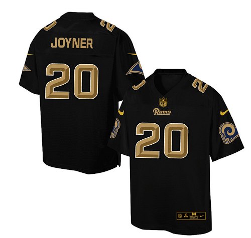 Men's Elite Lamarcus Joyner Nike Jersey Black - #20 Pro Line Gold Collection NFL Los Angeles Rams